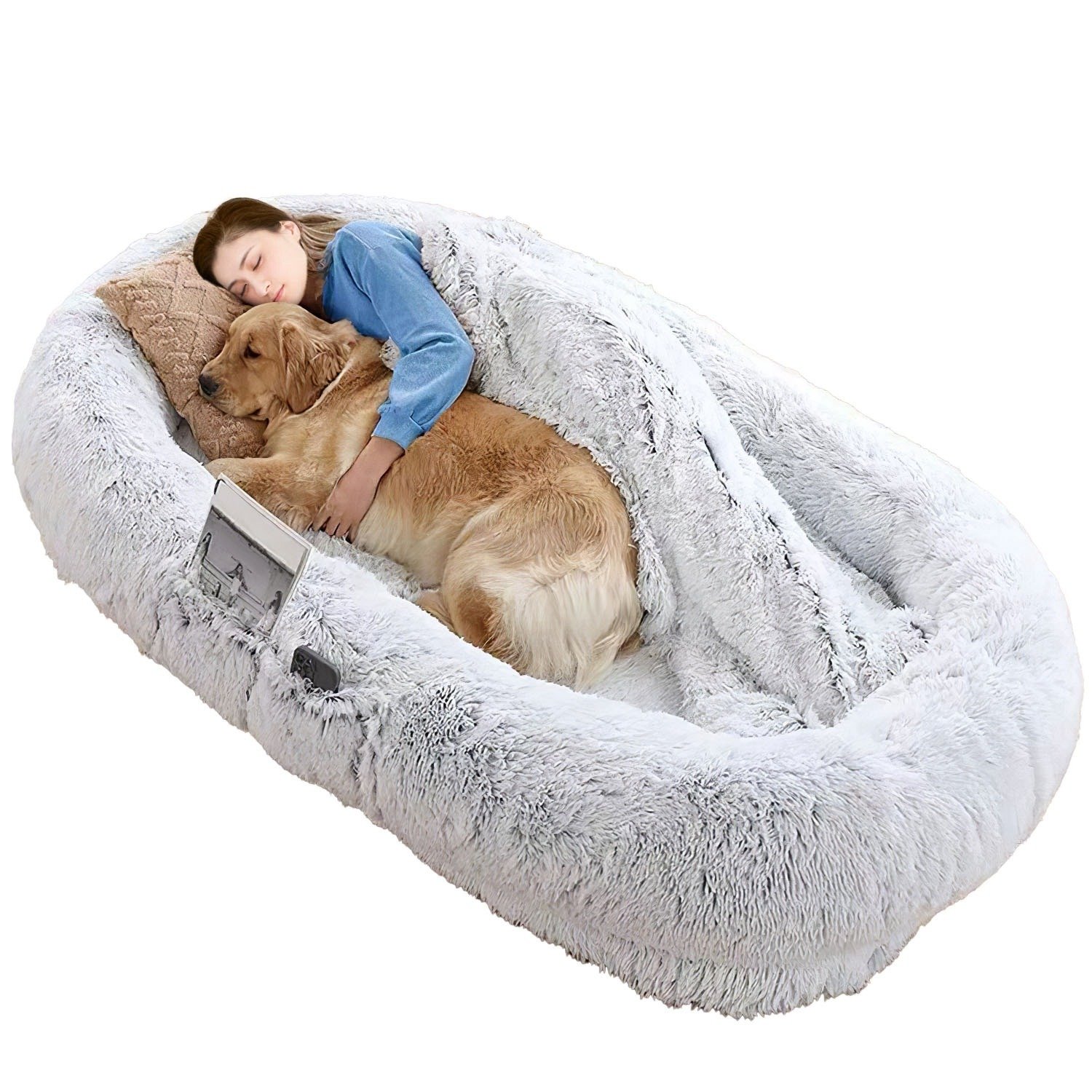 Human Size Dog Bed with Pillow Blanket 72.83x47.24x11.81in Bean Bag Bed Washable Removable Flurry Plush Cover Large Napping Human-Sized Bed For Adults Human Size Dog Bed with Pillow Blanket 72.83x47.24x11.81in Bean Bag Bed Washable Removable Flurry Plush Cover Large Napping Human-Sized Bed For Adults