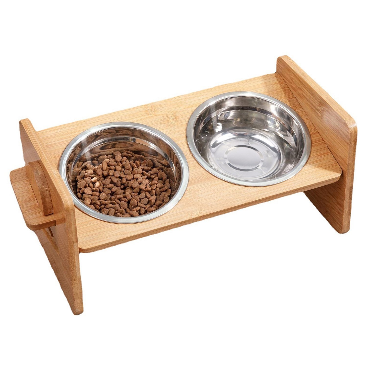 Bamboo Double Dog Raised Bowls 15 Degree Tilt Elevated Dog Bowls with 4 Adjustable Heights 2 Stainless Steel Bowls Pet Feeder for Dogs Cats Rabbits Bamboo Double Dog Raised Bowls 15 Degree Tilt Elevated Dog Bowls with 4 Adjustable Heights 2 Stainless Steel Bowls Pet Feeder for Dogs Cats Rabbits