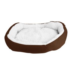 Pet Dog Bed Soft Warm Fleece Puppy Cat Bed Dog Cozy Nest Sofa Bed Cushion For S/M Dog (Grey 9M: Brown)