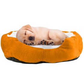 Pet Dog Bed Soft Warm Fleece Puppy Cat Bed Dog Cozy Nest Sofa Bed Cushion For S/M Dog (Grey 9M: Orange)