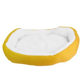Pet Dog Bed Soft Warm Fleece Puppy Cat Bed Dog Cozy Nest Sofa Bed Cushion For S/M Dog (Grey 9M: Yellow)